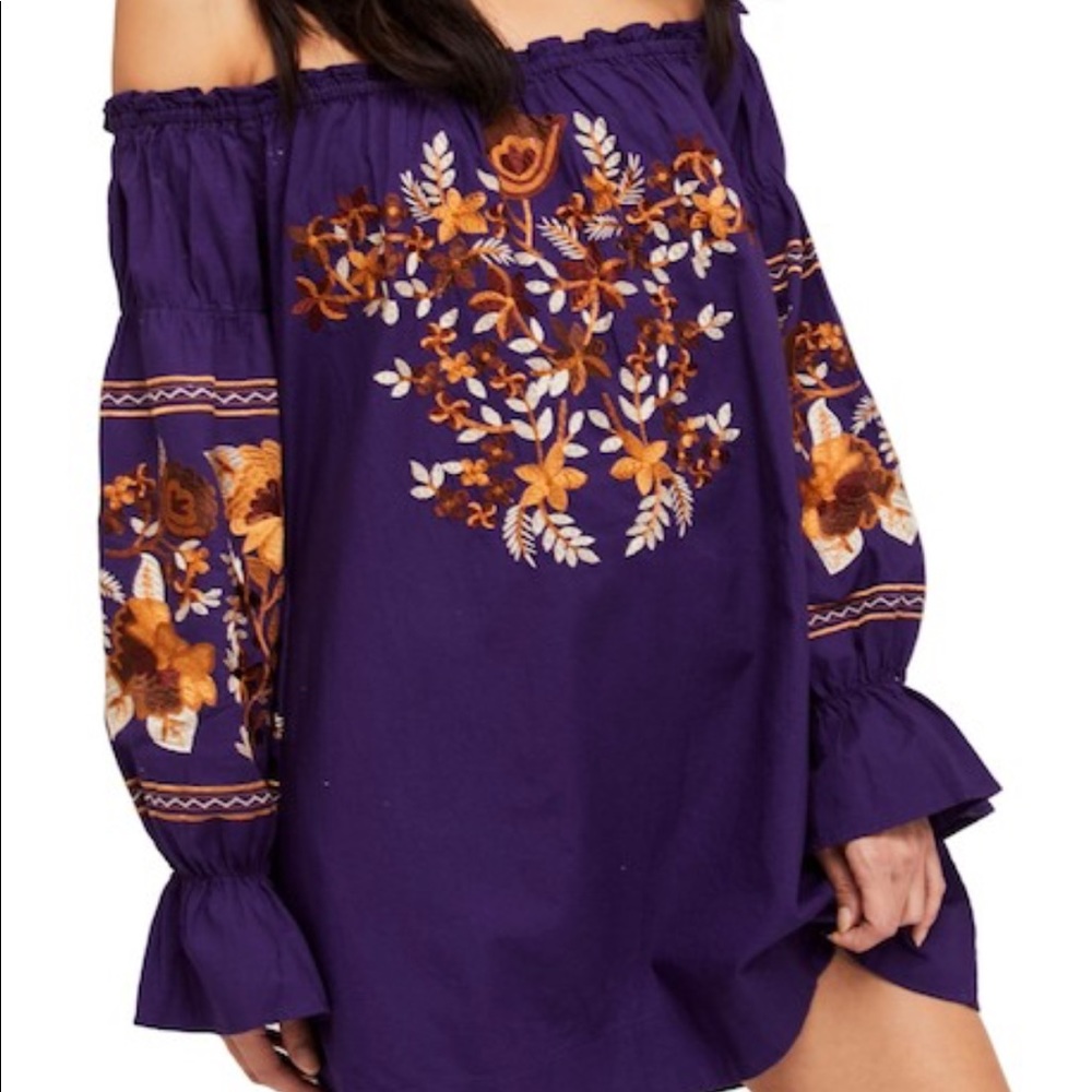 NWT FREE PEOPLE FLEUR DU JOUR EMBROIDERED FLORAL DRESS Boho Romantic Cottagecore - Picture 2 of 8